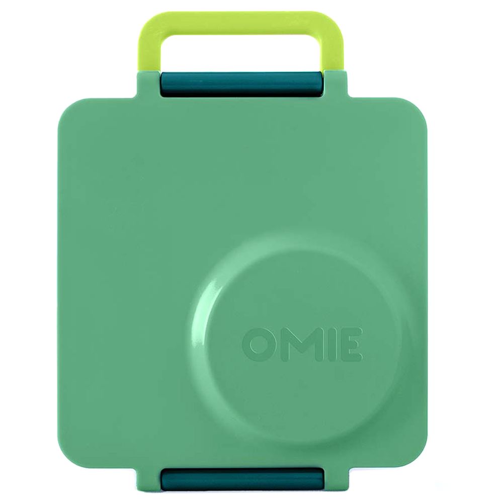 OmieBox - 3 Compartments Bento Box With Insulated Thermos, Utensil & Holder Set - Green - 4 Pcs