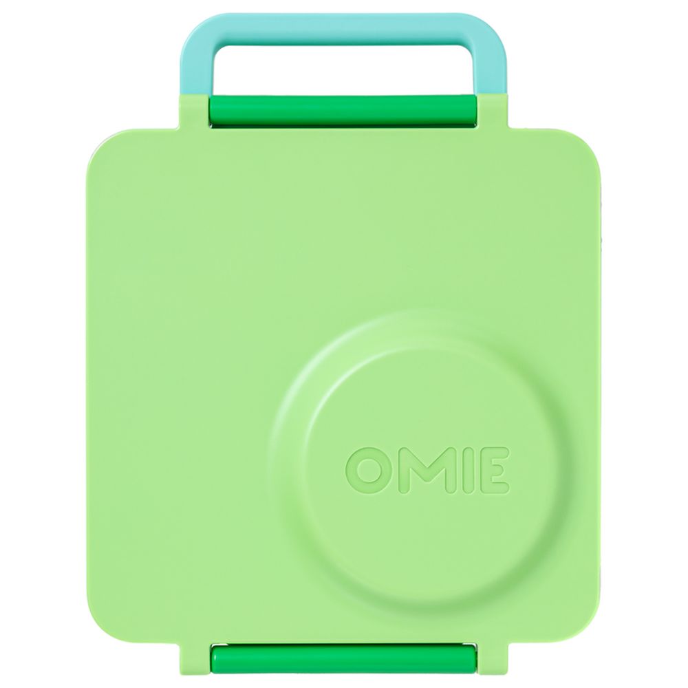 Omiebox - 3 Compartment Thermos Lunch Box - Apple Green And Utensil + Holder Set - Meadows