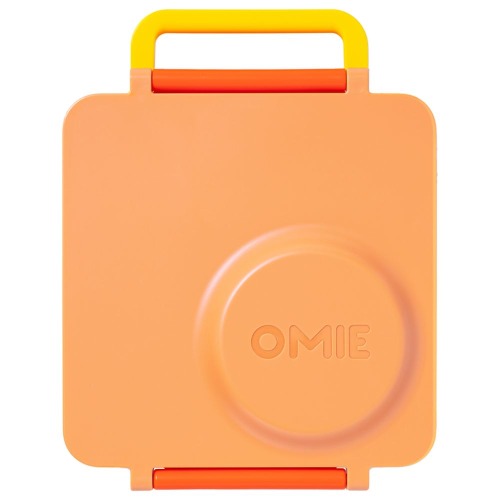 Omiebox - 3 Compartment Thermos Lunch Box - Poppy Orange And Utensil + Holder Set - Sunshine