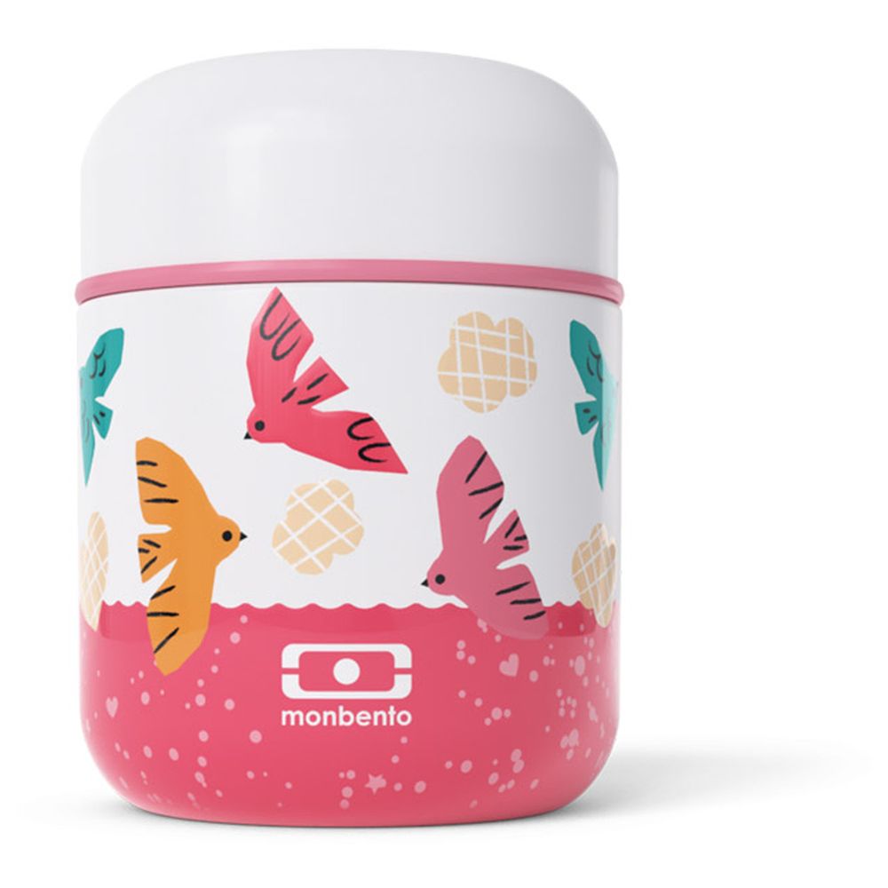 Monbento - Pink Birds Lunch & Hydration Trio Set - 3 Pcs