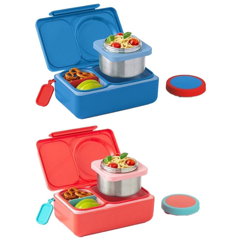 OmieBox - OmieLife Up Bento Box With Thermos And Ice Pack - Cherry Pink And Cosmic Blue