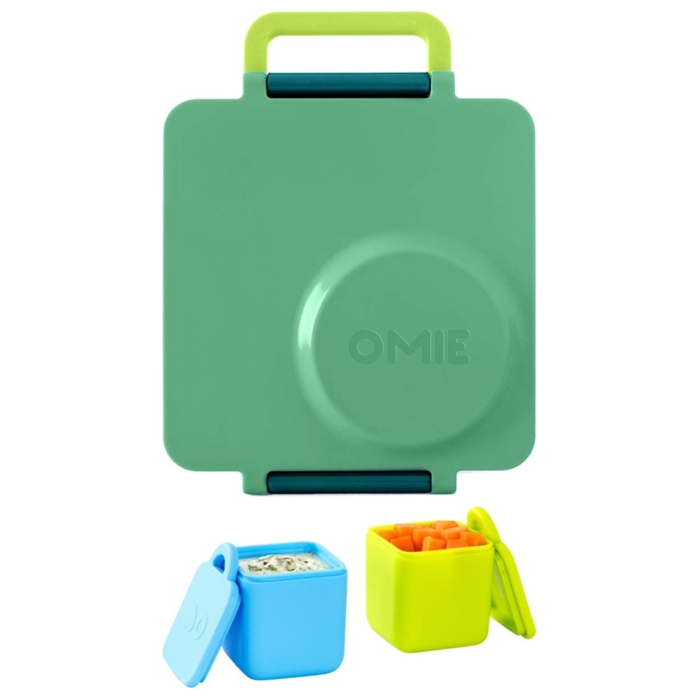 Omiebox - OmieDip Box Set of 2 - Blue And 2nd Gen 3 Compartments Kids Bento Box with Insulated Thermos - Meadow