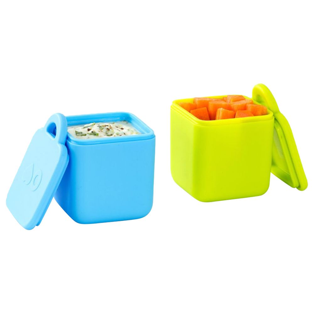 Omiebox - OmieDip Box Set of 2 - Blue And 2nd Gen 3 Compartments Kids Bento Box with Insulated Thermos - Meadow