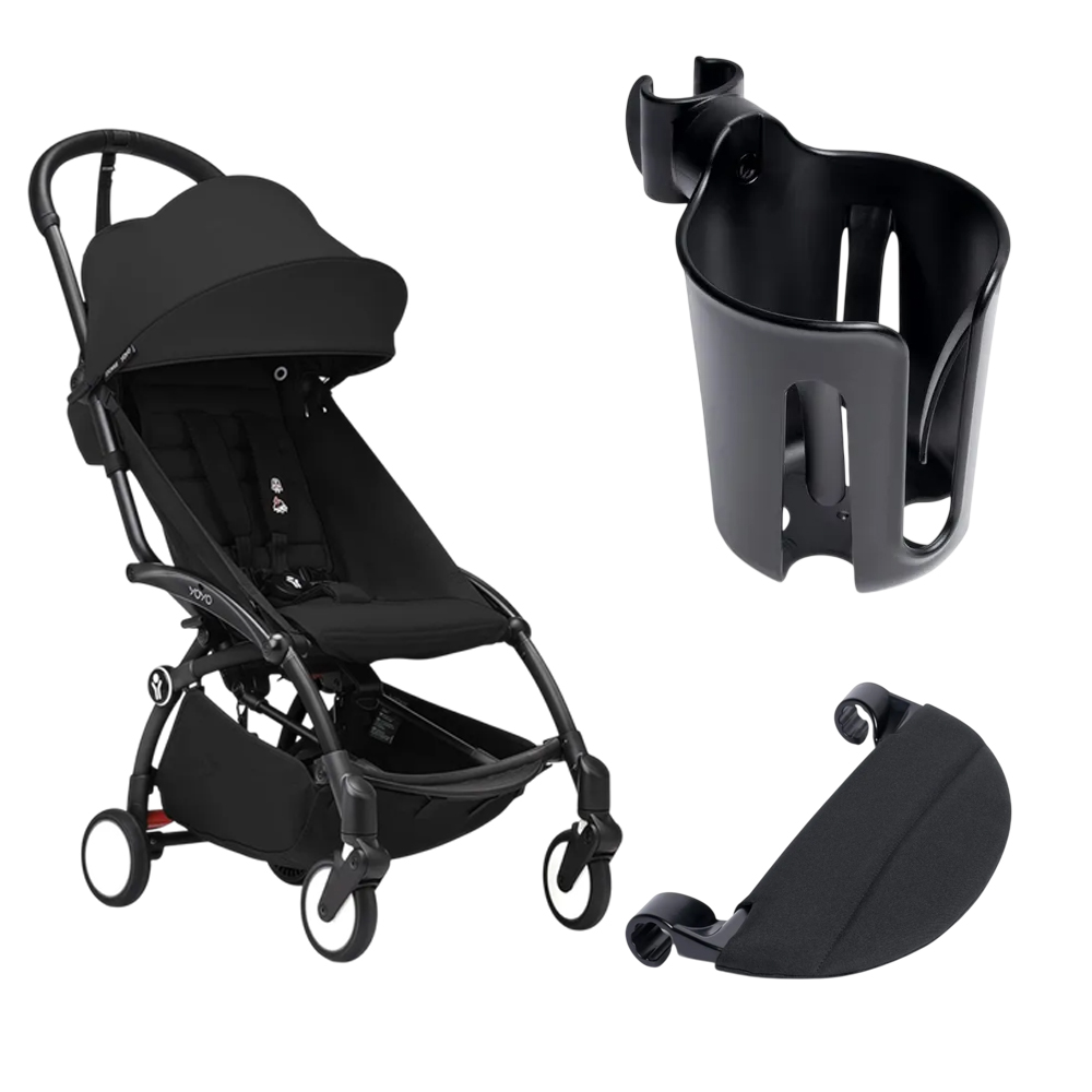 Stokke - YOYO Black Frame 6+ Color Pack With Handlebar Legrest And Cup Holder - Black