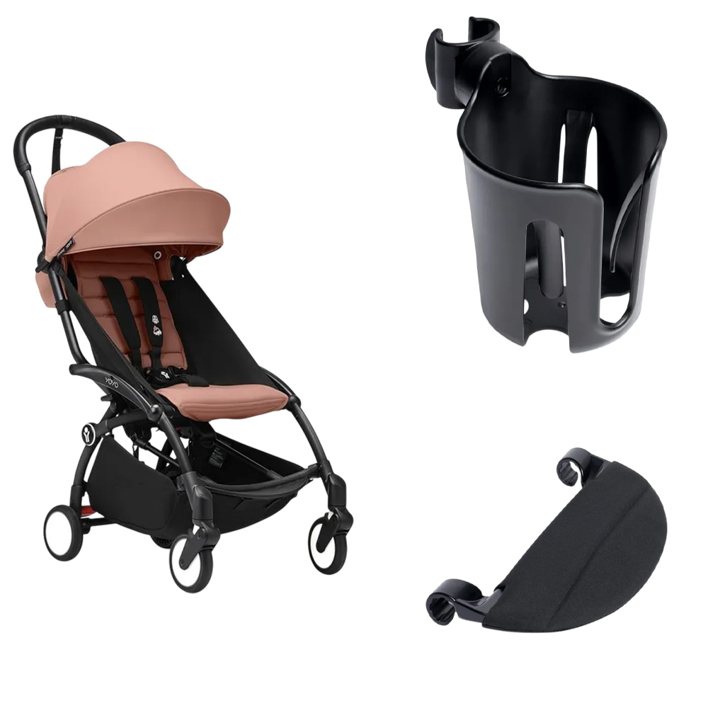 Stokke - YOYO Black Frame 6+ Color Pack With Handlebar Legrest And Cup Holder - Ginger