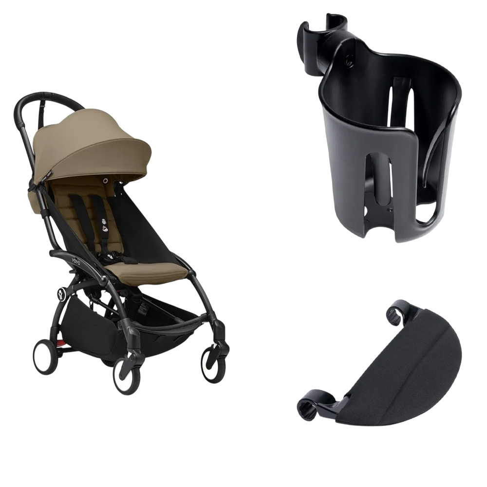 Stokke - YOYO Black Frame 6+ Color Pack With Handlebar Legrest And Cup Holder - Toffee