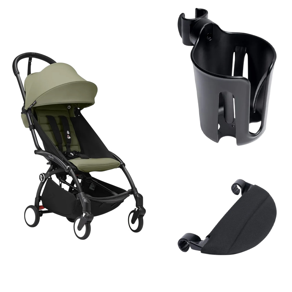 Stokke - YOYO Black Frame 6+ Color Pack With Handlebar Legrest And Cup Holder - Olive