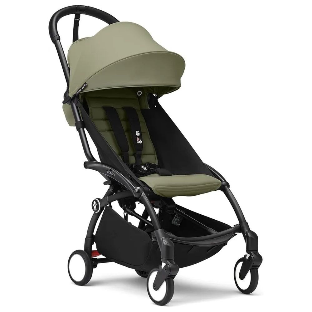 Stokke - YOYO Black Frame 6+ Color Pack With Handlebar Legrest And Cup Holder - Olive