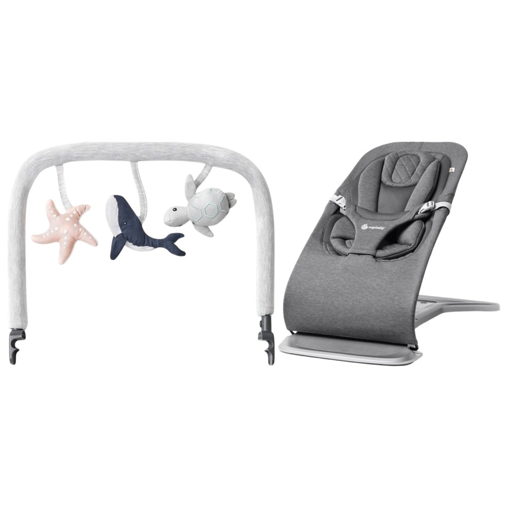 Ergobaby - Evolve 3-in-1 Bouncer with Bouncer Toy Bar - Charcoal Grey