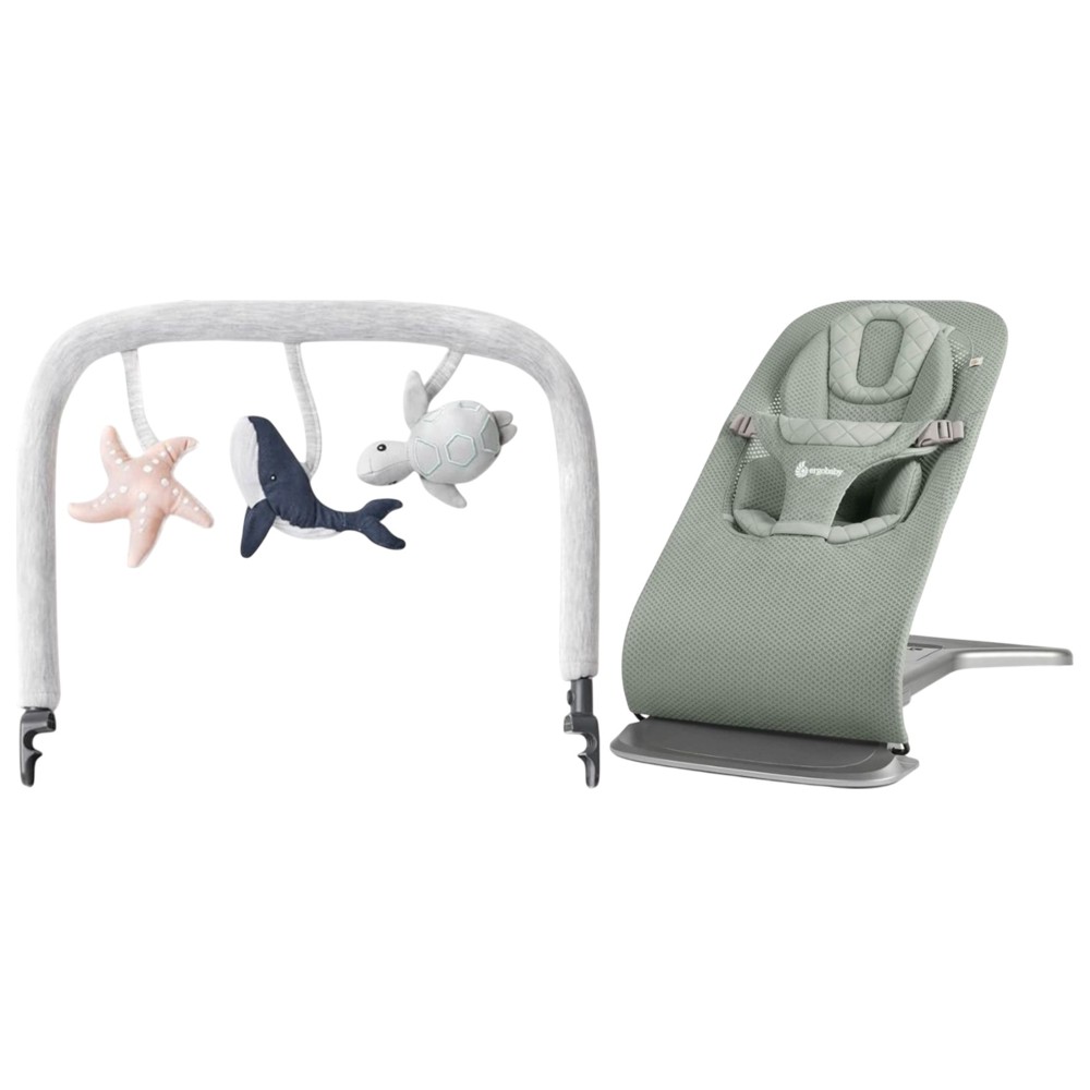 Ergobaby - Evolve 3-in-1 Mesh Bouncer with Bouncer Toy Bar - Sage Green