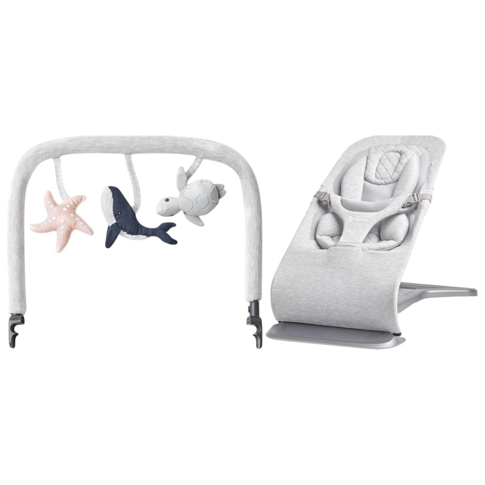 Ergobaby - Evolve 3-in-1 Bouncer with Bouncer Toy Bar - Light Grey