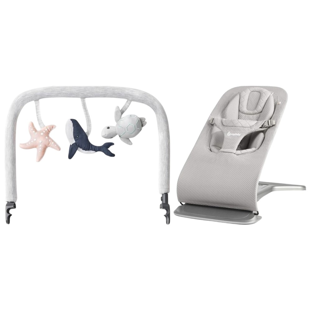 Ergobaby - Evolve 3-in-1 Mesh Bouncer with Bouncer Toy Bar - Light Grey