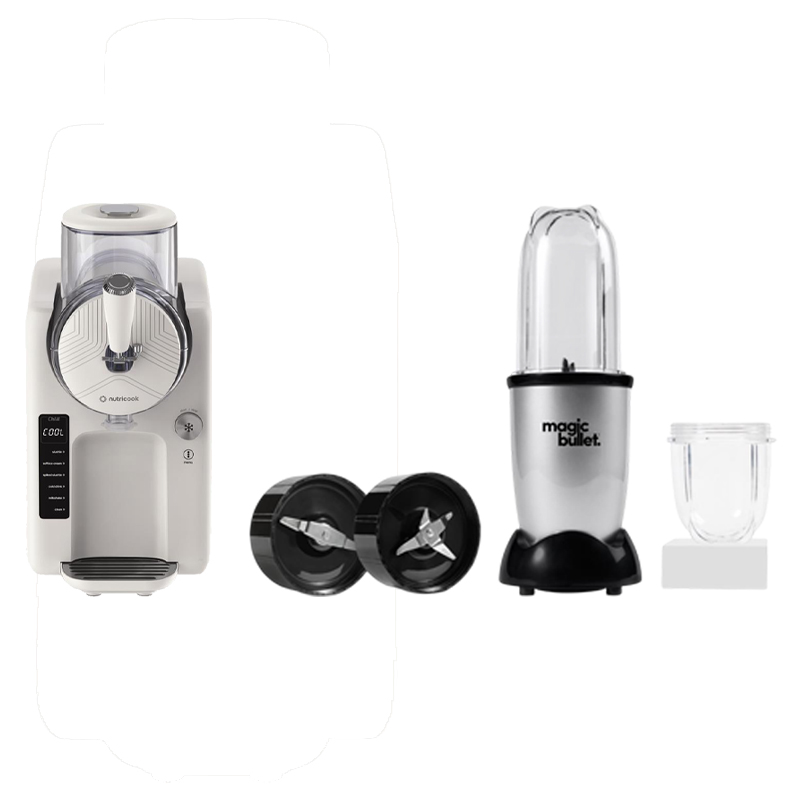 Nutricook - Frost Slush & Swirl Ice Cream Maker - White And Magic Bullet Blender - 400W - Silver - 6Pc Set