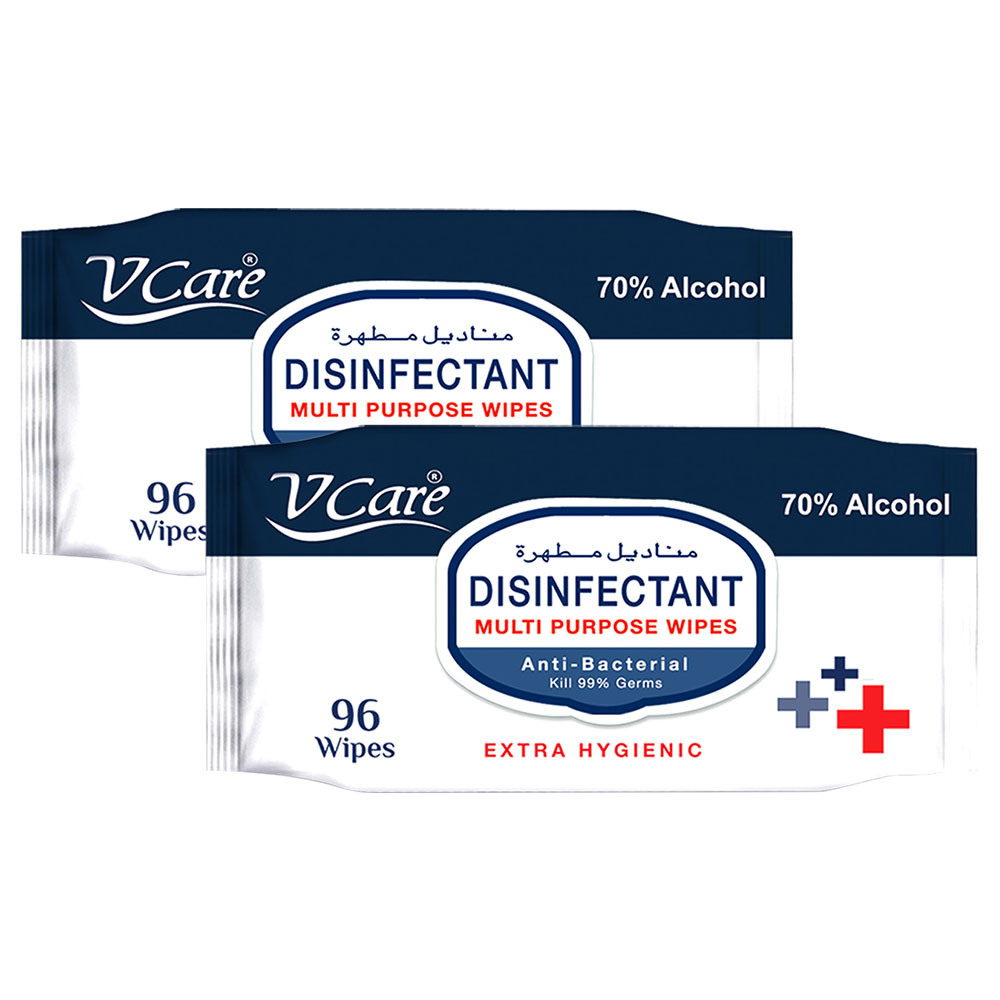 VCare - Antibacterial Multipurpose Wipes 96s - Pack of 2
