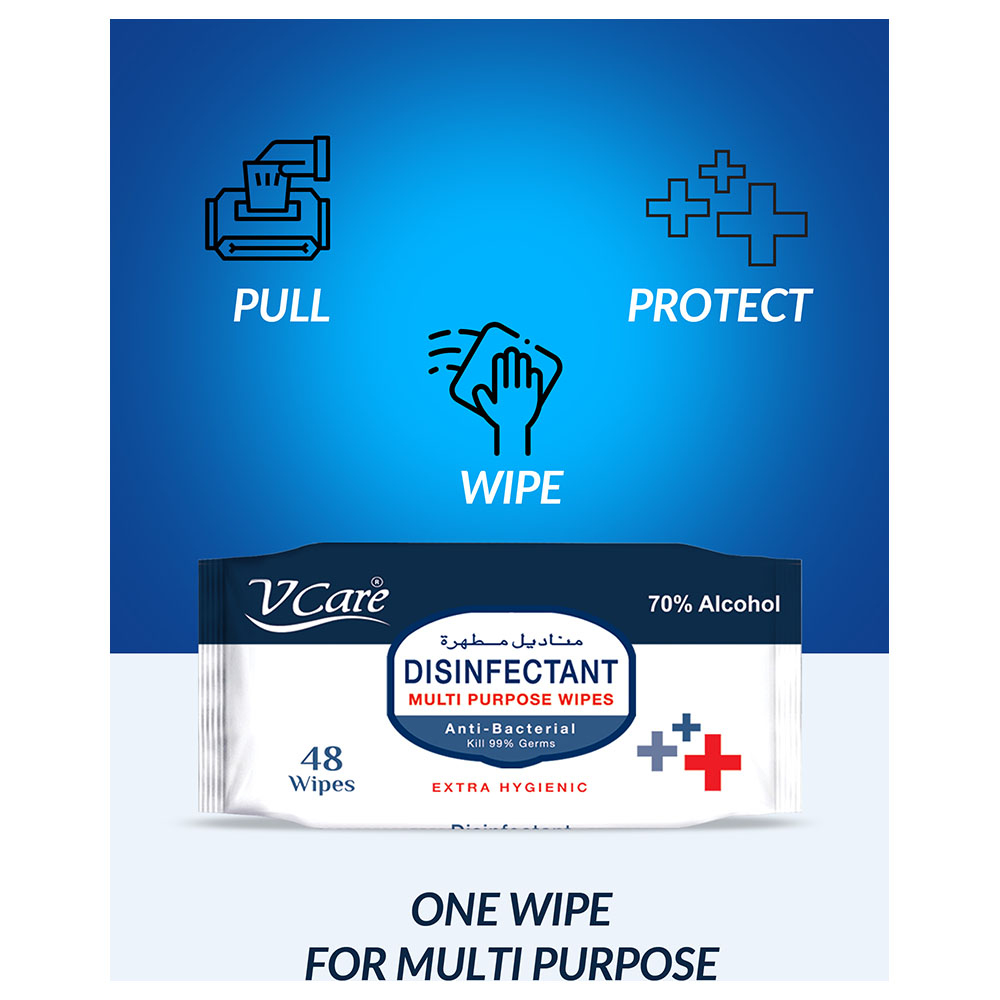 VCare - Antibacterial Multipurpose Wipes 48s - Pack of 12