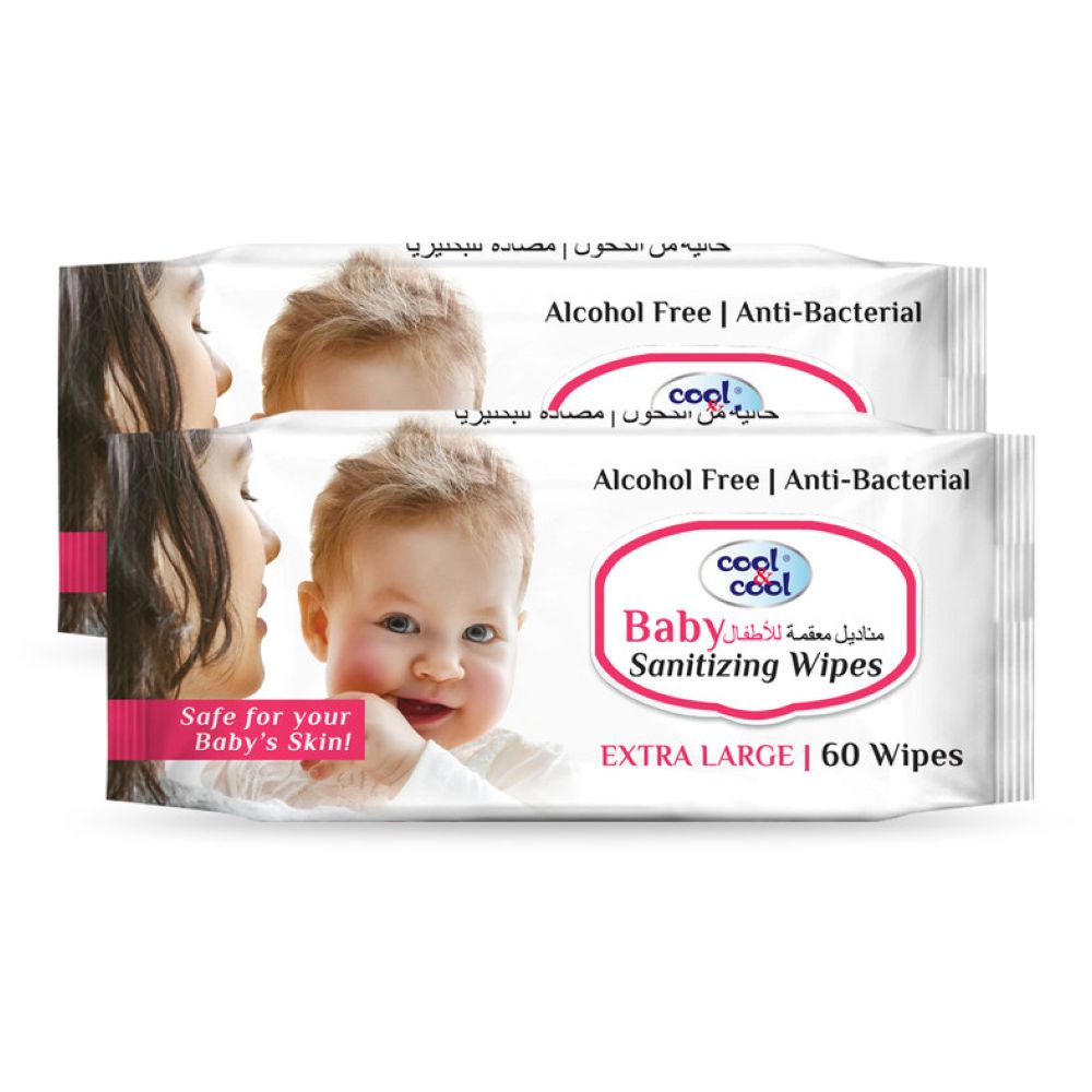 Cool & Cool - Baby Sanitizing Wipes - Soft & Safe 60's - Pack of 2