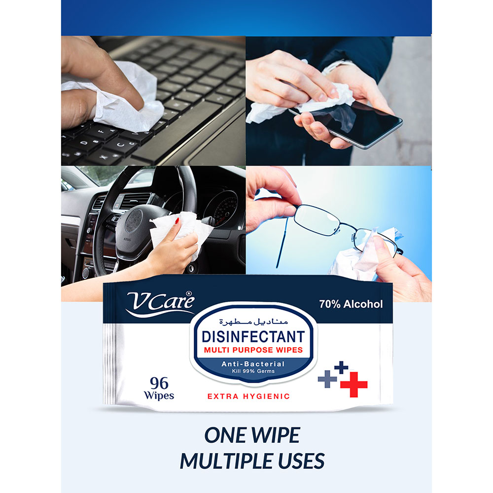 Vcare Disinfectant Wipes Anti Bacterial 96's Buy 2 Get 1 Free