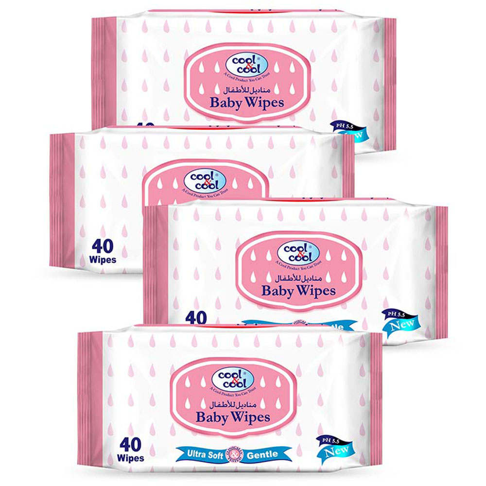 Cool & Cool - Baby Wipes 40's x Pack of 4 - 160's