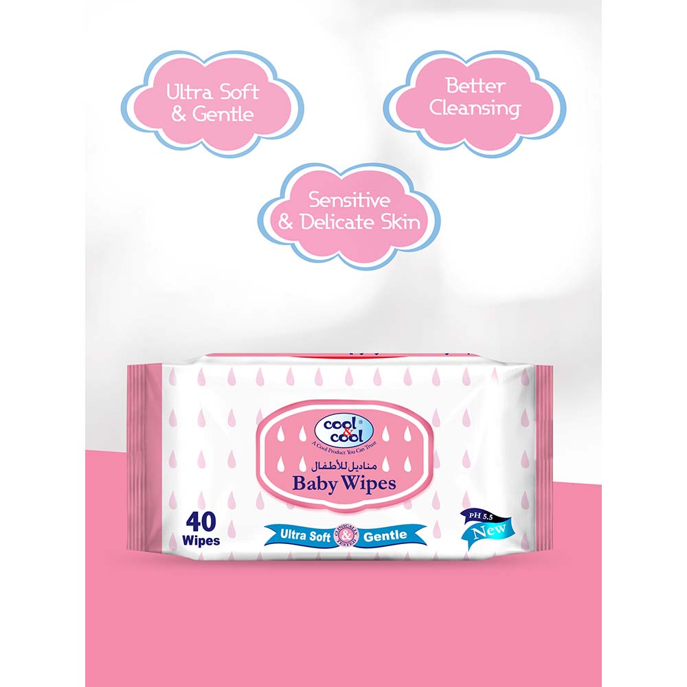 Cool & Cool - Baby Wipes 40's x Pack of 4 - 160's