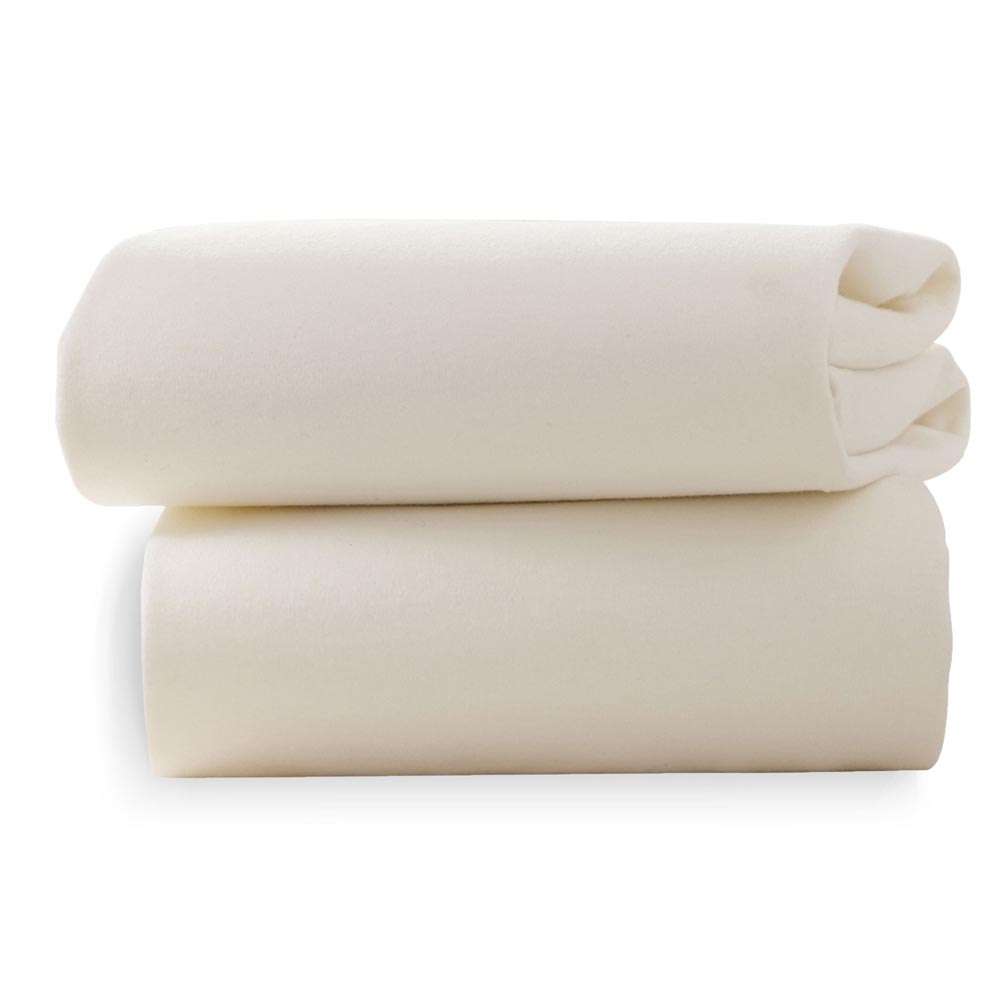 Clair de Lune Fitted Cotton Moses Basket Sheets - Pack of 2 - Cream
