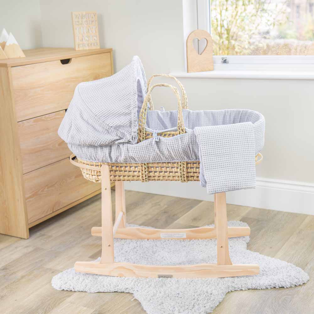 Clair de Lune - Waffle Palm Moses Basket - Grey