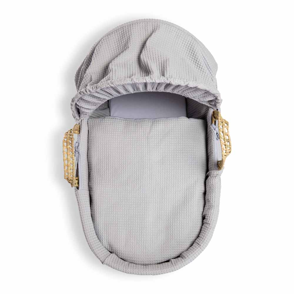 Clair de Lune - Waffle Palm Moses Basket - Grey