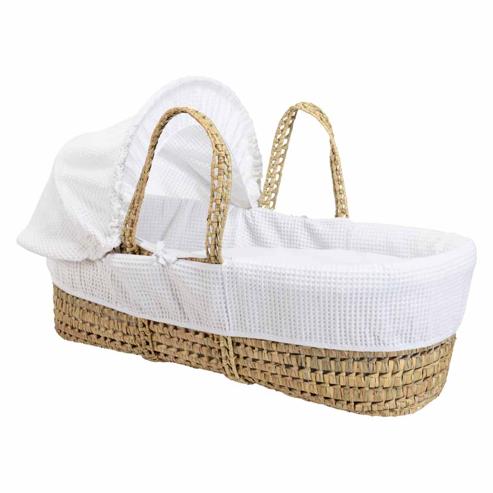 Clair de Lune - Waffle Palm Moses Basket - White