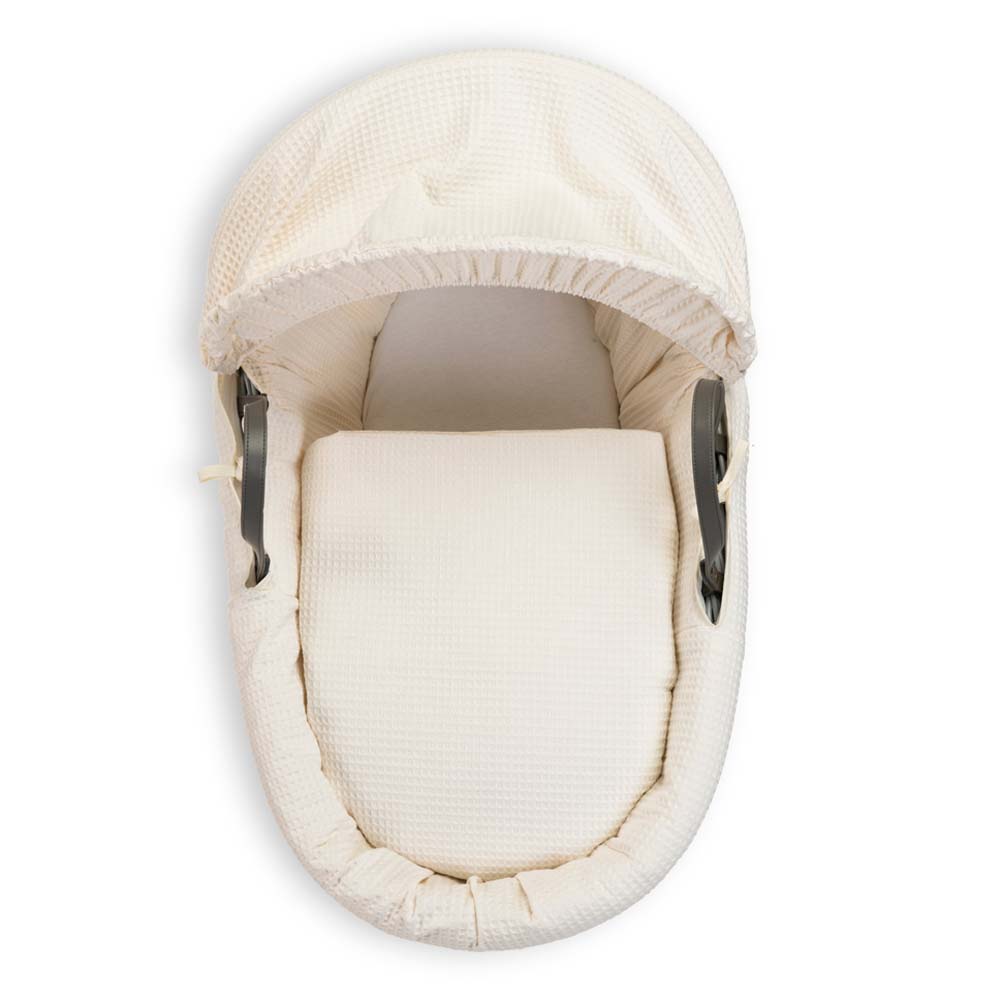 Clair de Lune - Waffle Grey Wicker Moses Basket - Cream