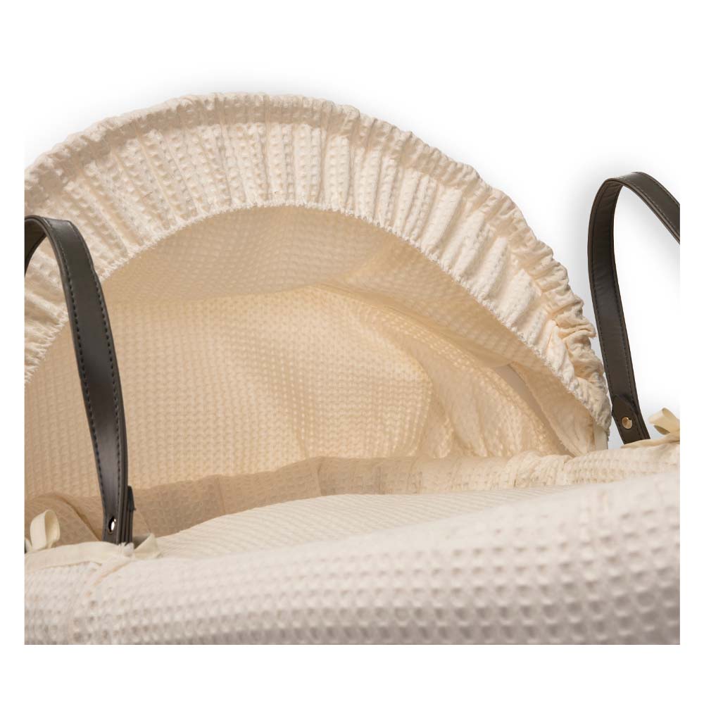 Clair de Lune - Waffle Grey Wicker Moses Basket - Cream