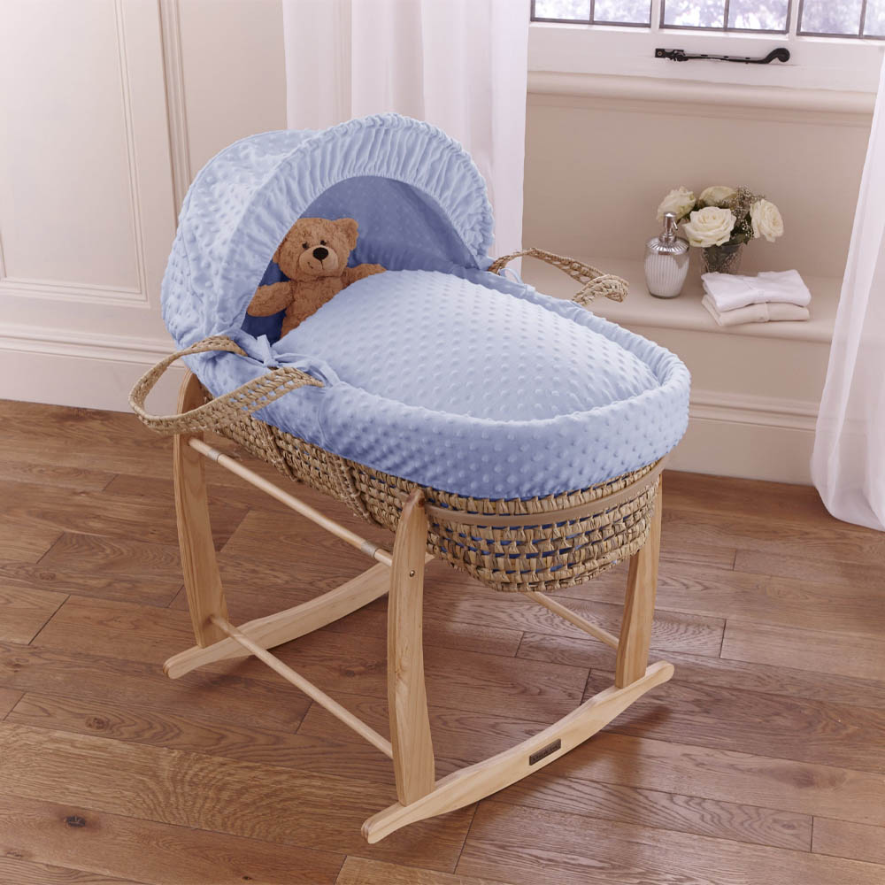 Clair de Lune Dimple Palm Moses Basket - Blue