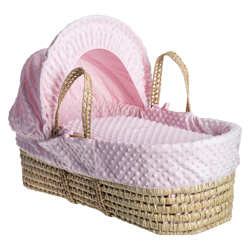 Clair de Lune Dimple Palm Moses Basket - Pink
