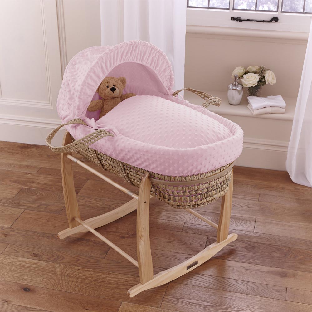 Clair de Lune Dimple Palm Moses Basket - Pink
