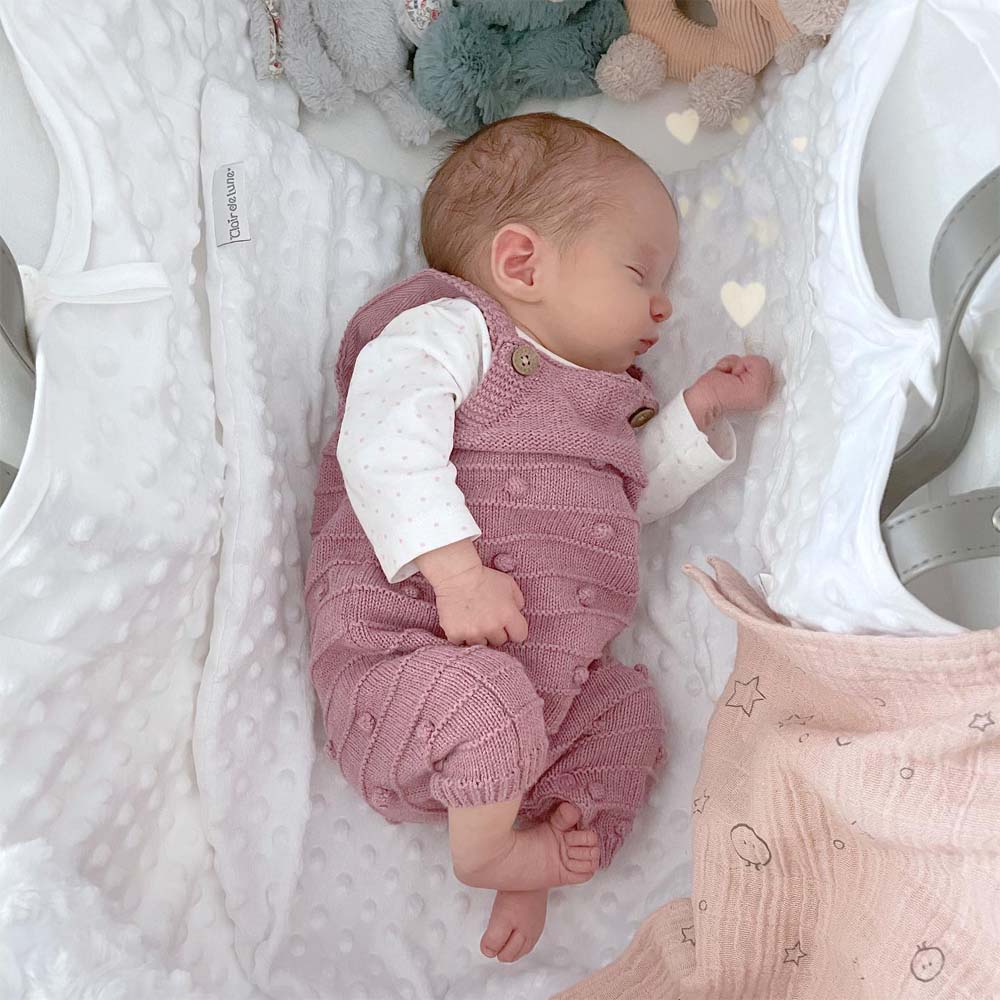 Clair de Lune - Dimple Grey Wicker Moses Basket - White