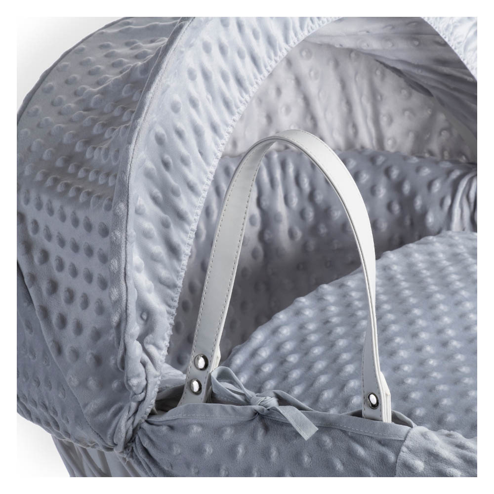 Clair de Lune Dimple White Wicker Moses Basket - Grey