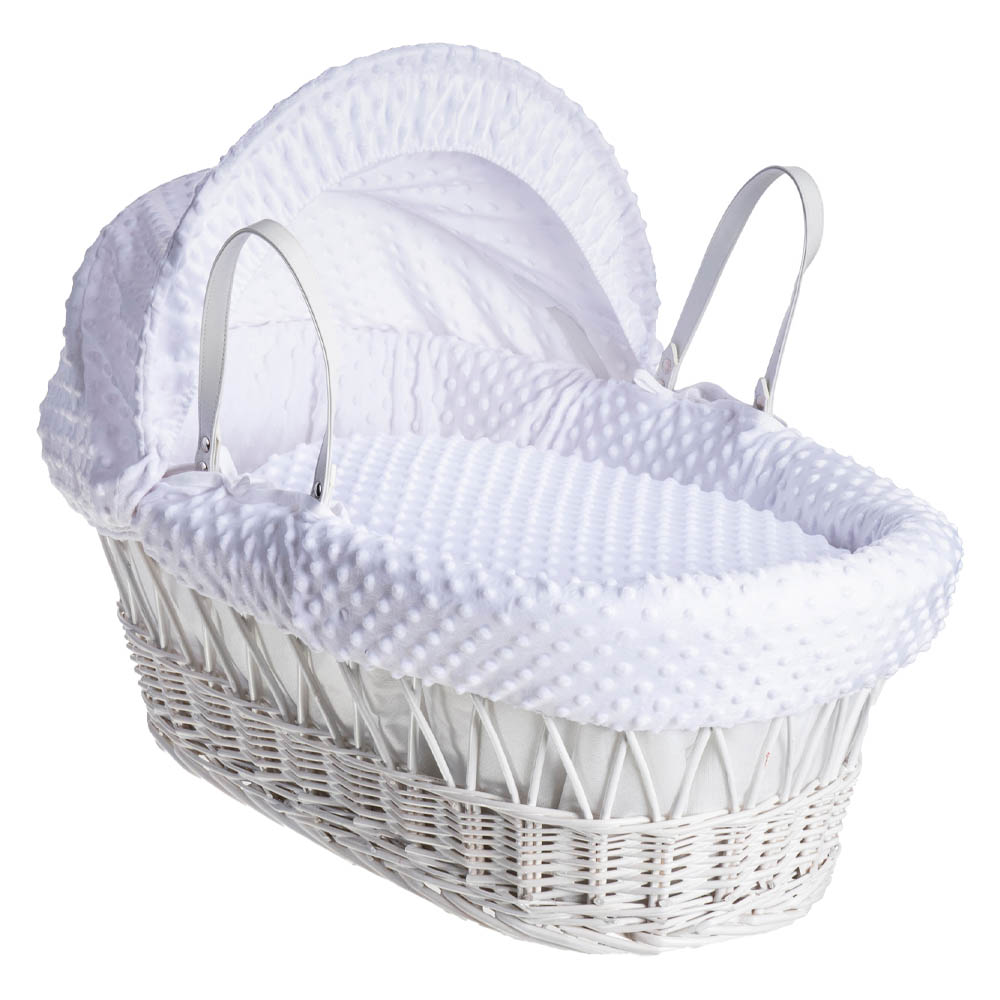 Clair de Lune - Dimple White Wicker Moses Basket - White