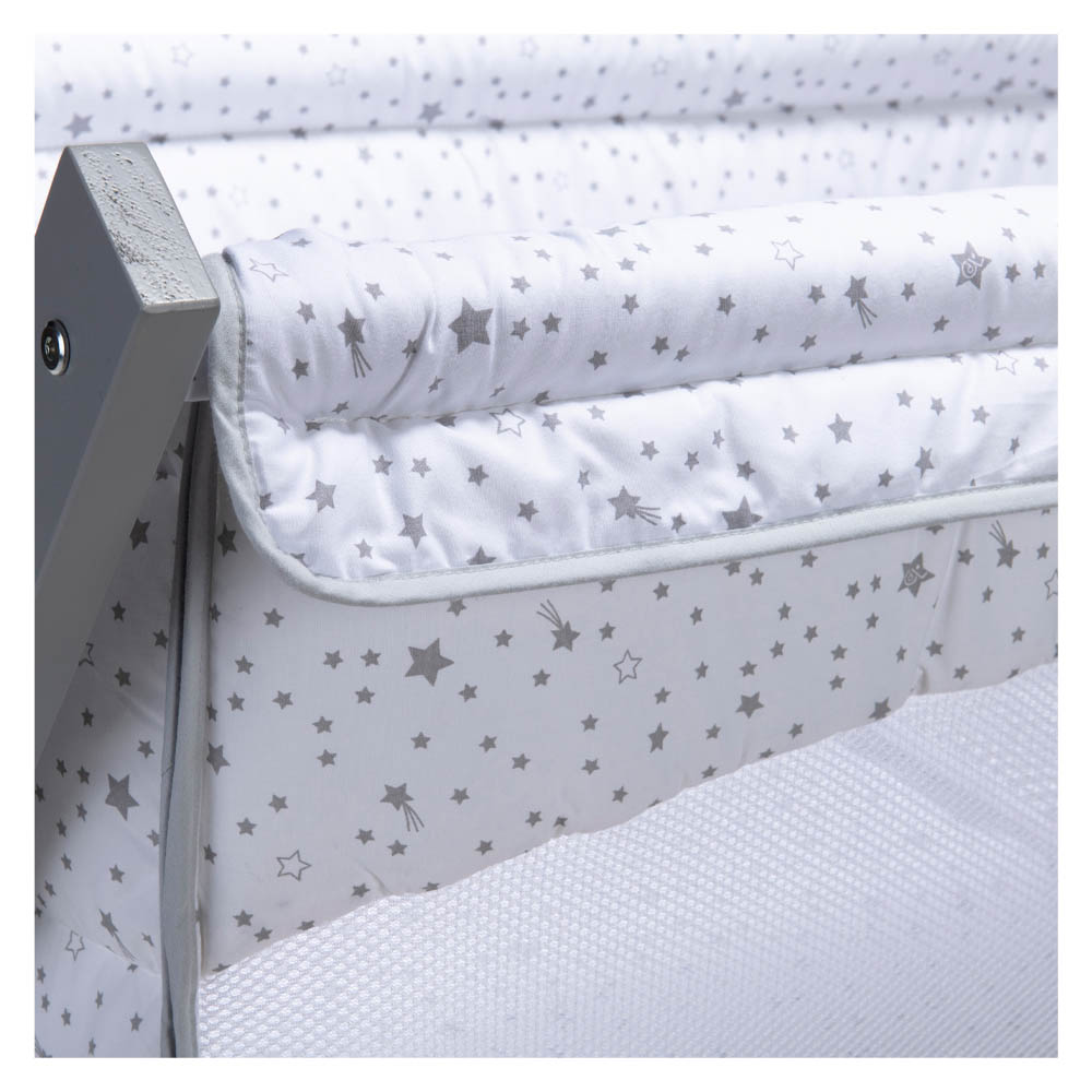 Clair de Lune Stars & Stripes Folding Breathable Crib - Grey