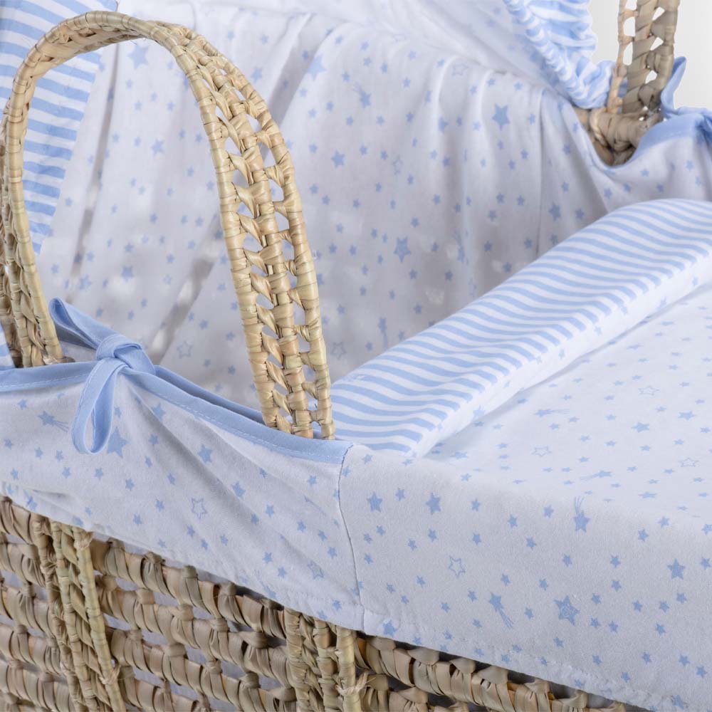Clair de Lune Stars & Stripes Palm Moses Basket - Blue