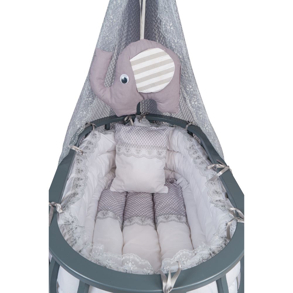 Bebbe Regular Lucca Cradle 50x90cm - Grey