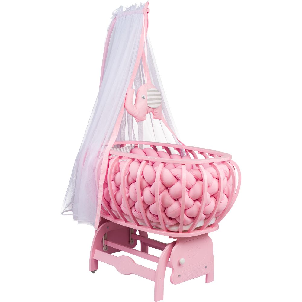 Bebbe Modena Lux Braided Textile Cradle 55x90cm - Pink