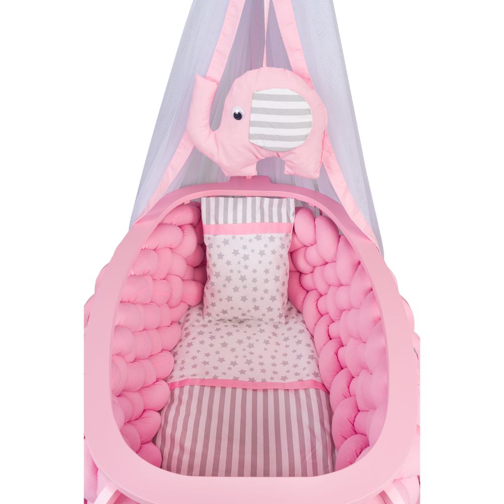 Bebbe Modena Lux Braided Textile Cradle 55x90cm - Pink