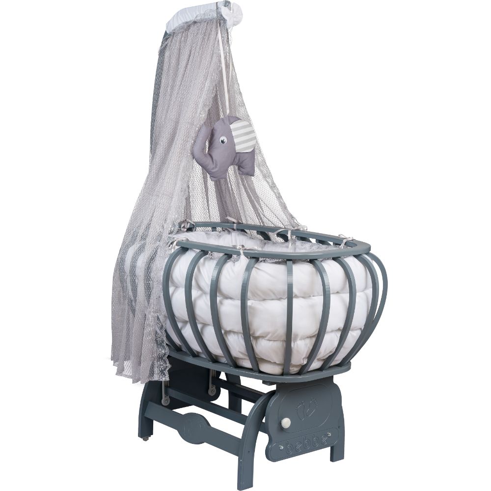 Bebbe Regular Modena Cradle 55x90cm - Grey