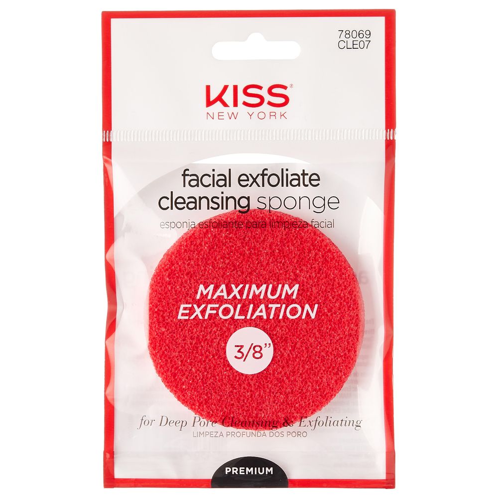 Kiss - Facial Exfoliate Cleansing Sponge - Red