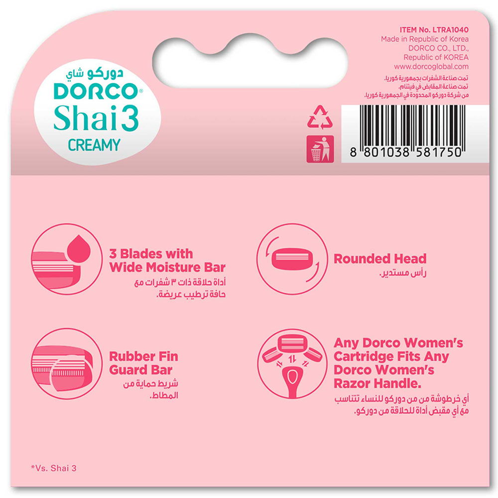 Dorco - Shai 3 Creamy Women Catridges Pack Of 4
