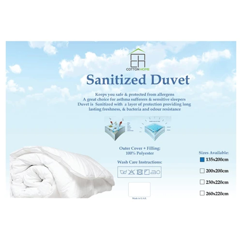 Cotton Home Sanitized Duvet - 135 X 200 - White