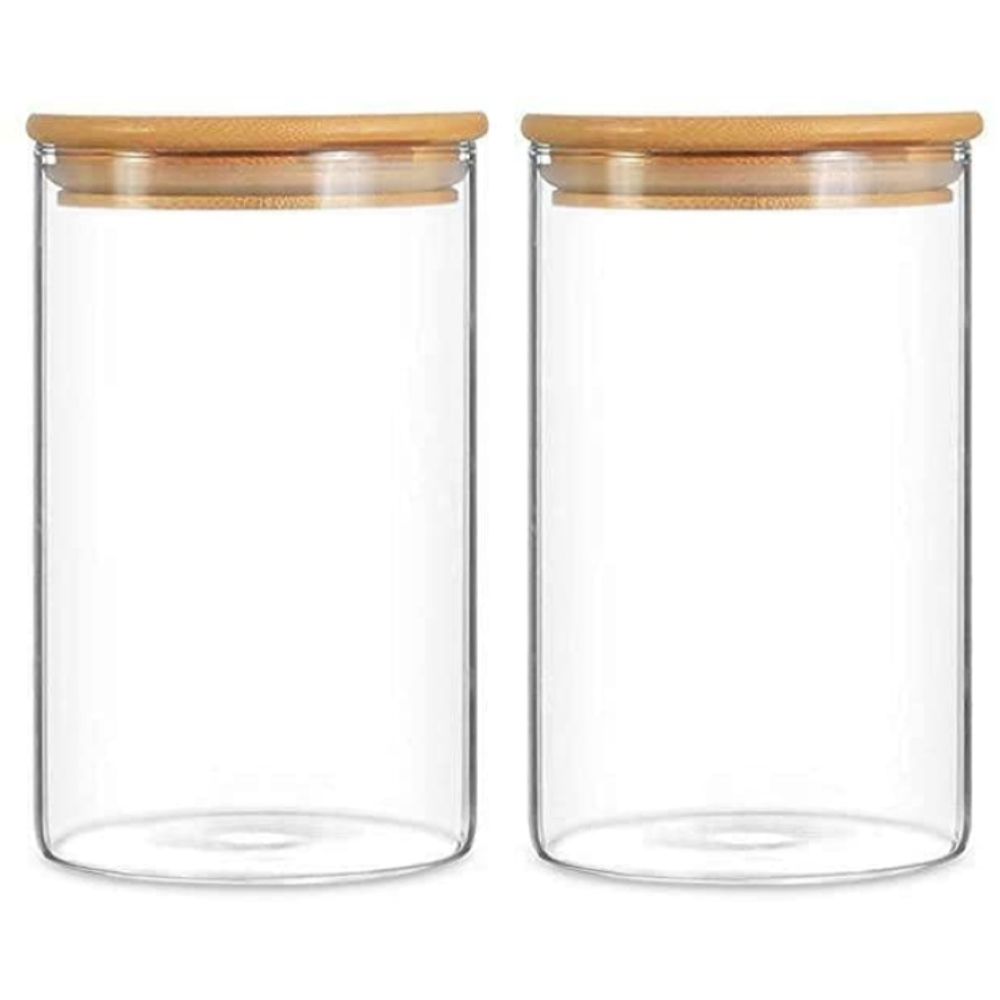 1Chase - Borosilicate Round Glass Food Storage Jars WithLid- 750ml - 2pcs
