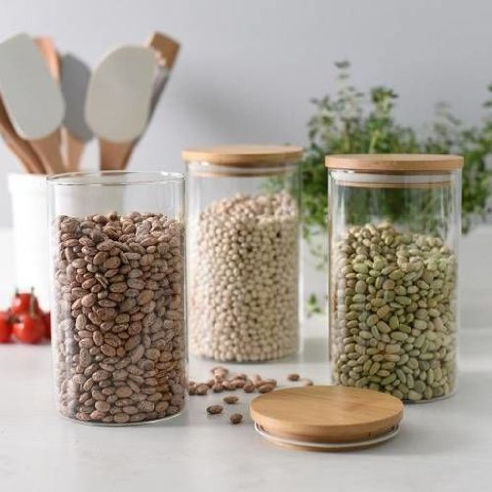 1Chase - Borosilicate Round Glass Food Storage Jars WithLid- 750ml - 2pcs