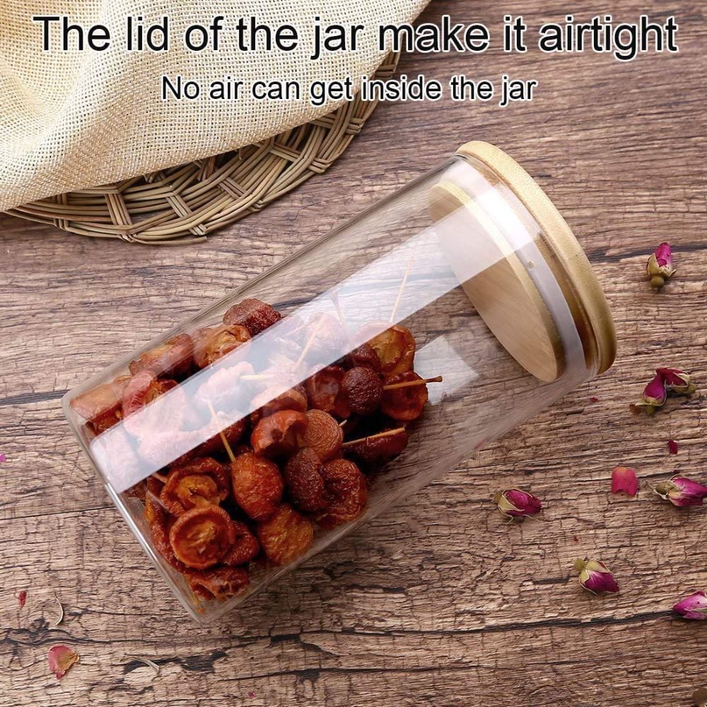 1Chase - Borosilicate Round Glass Food Storage Jars WithLid - 6pcs