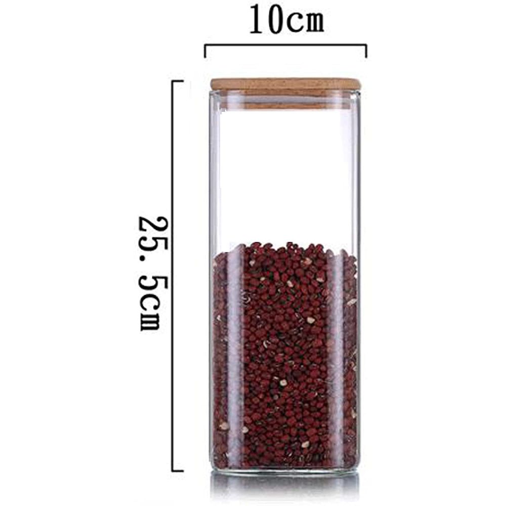 1Chase - Square Storage Jar With Lid 1800ml - 2pcs