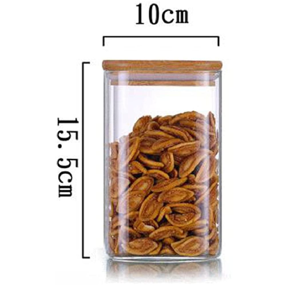 1Chase - Square Storage Jar With Bamboo Lid 750ml - Pack Of 2