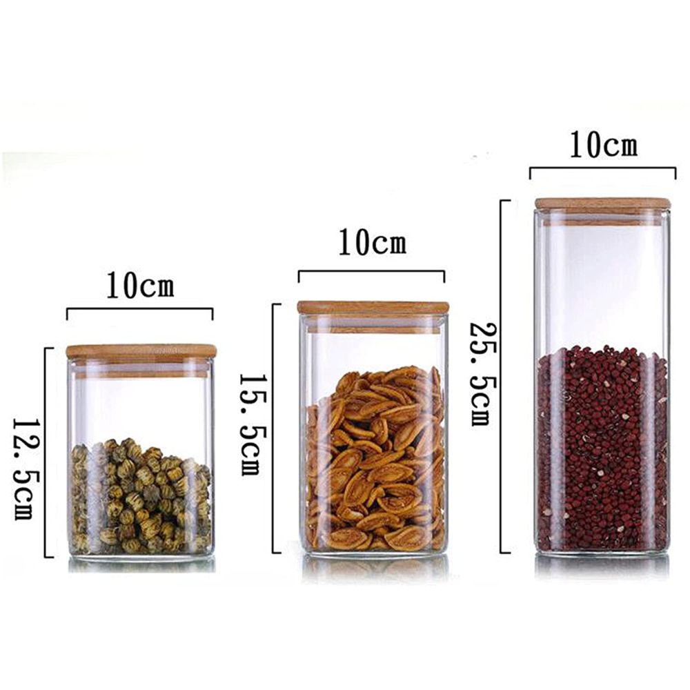 1Chase - Square Food Storage Jar With Bamboo Lid - Pack of 6